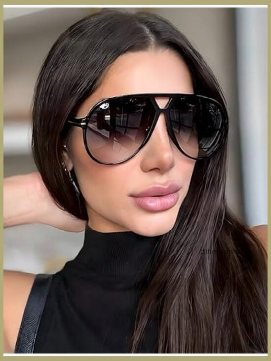 Oversized Retro Aviator Sunglasses with UV400 Protection Plastic Frame main image 7